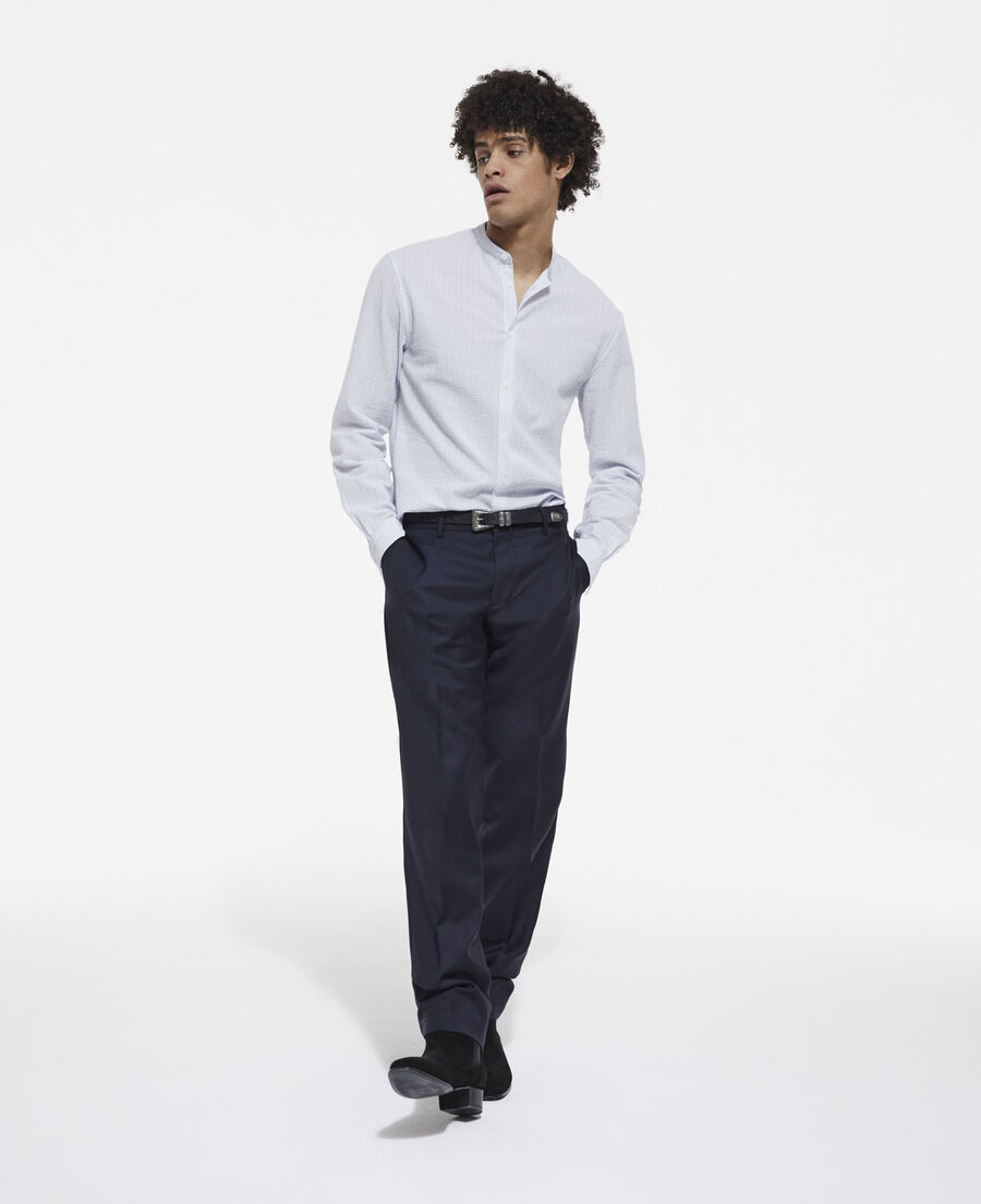 striped shirt with mao-neck