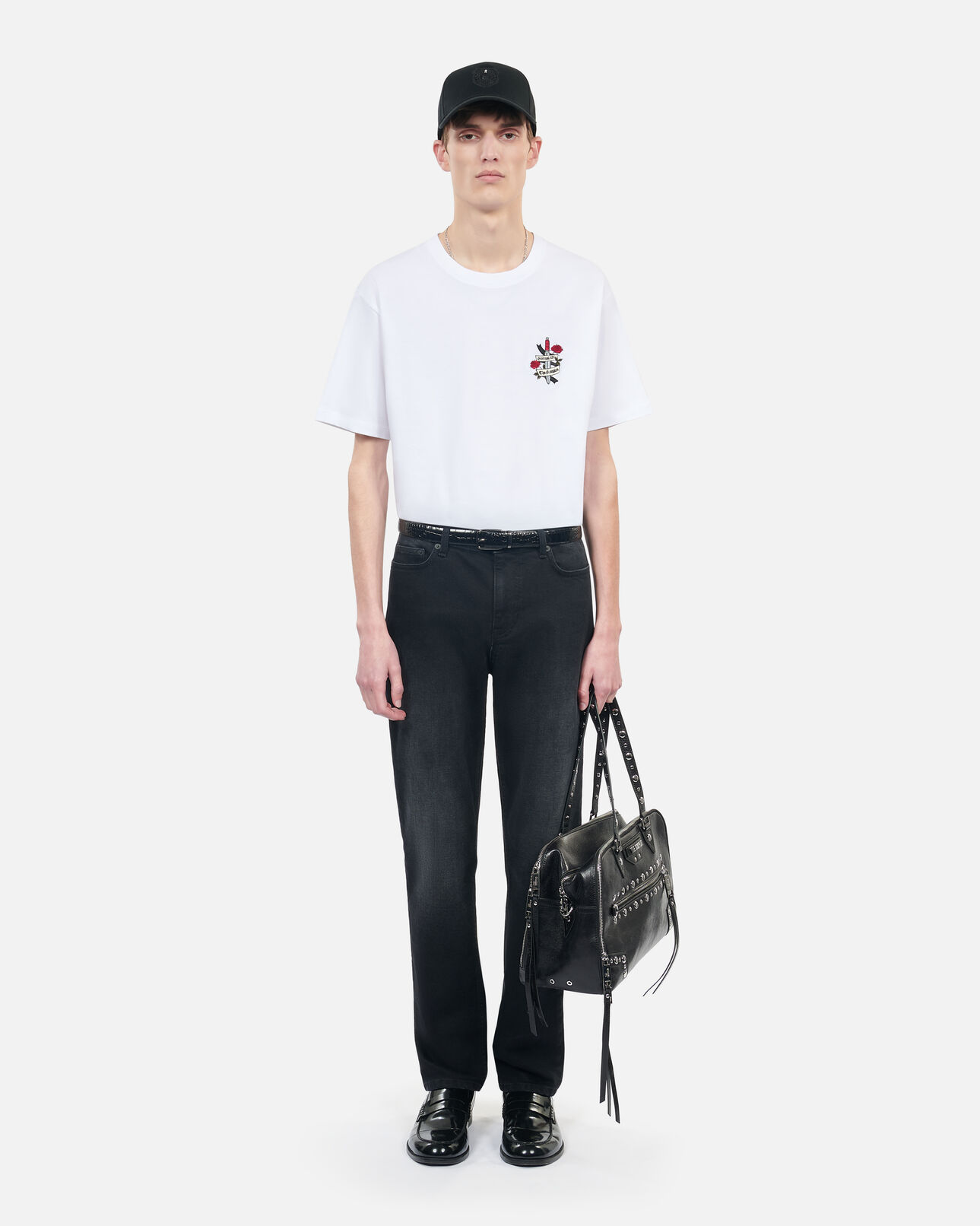 The Kooples MEN WHITE white t-shirt with eternal life embroidery