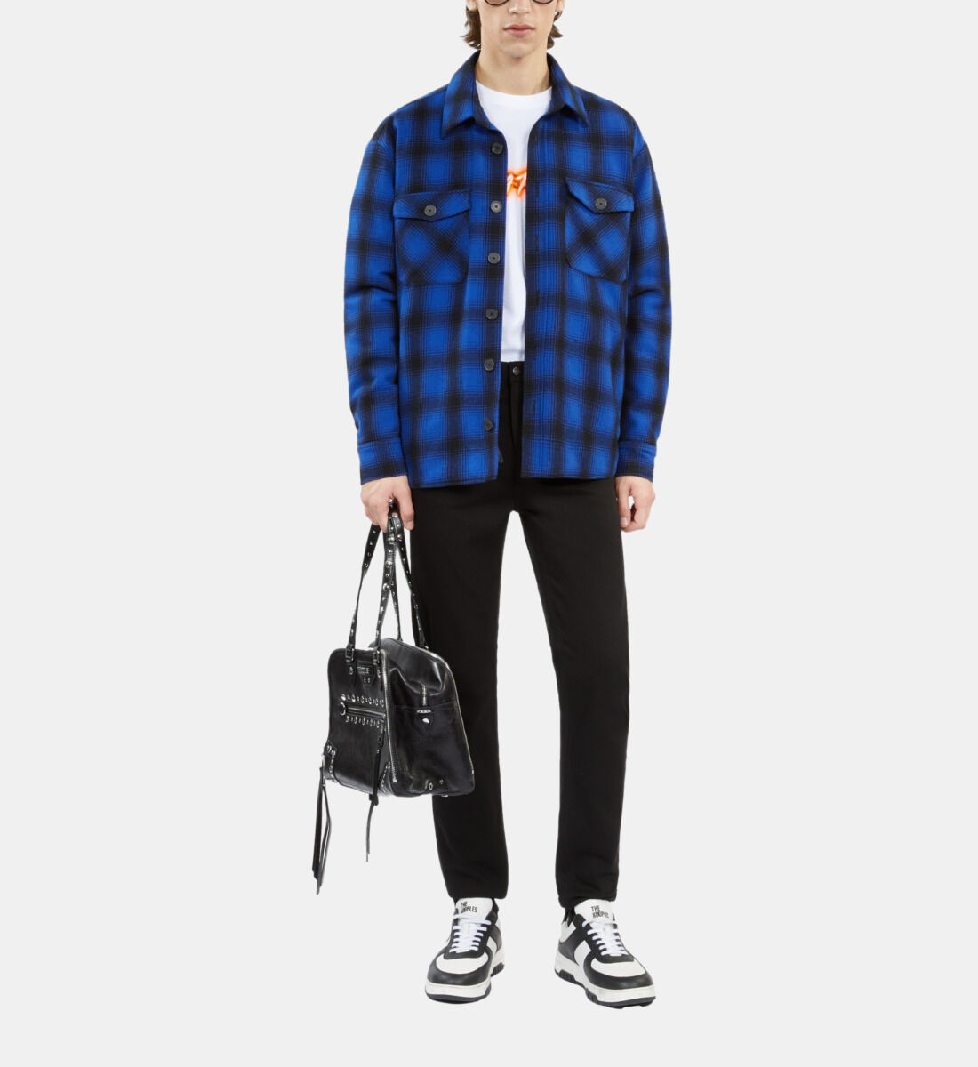 Side checkered jeans shop