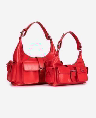 The Kooples WOMEN RED amelia bag in red crackle leather