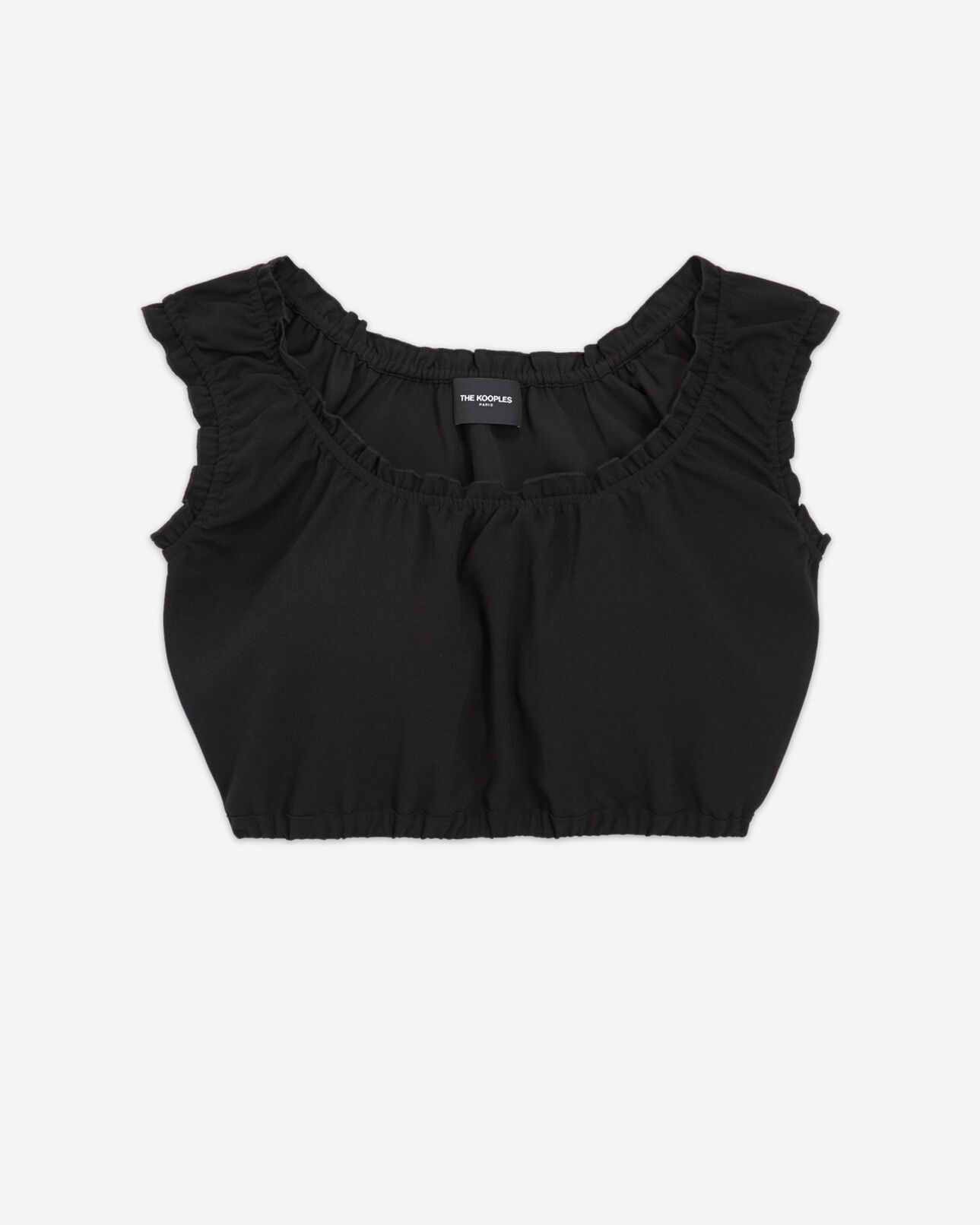 The Kooples WOMEN BLACK black crepe top with short puffed sleeves