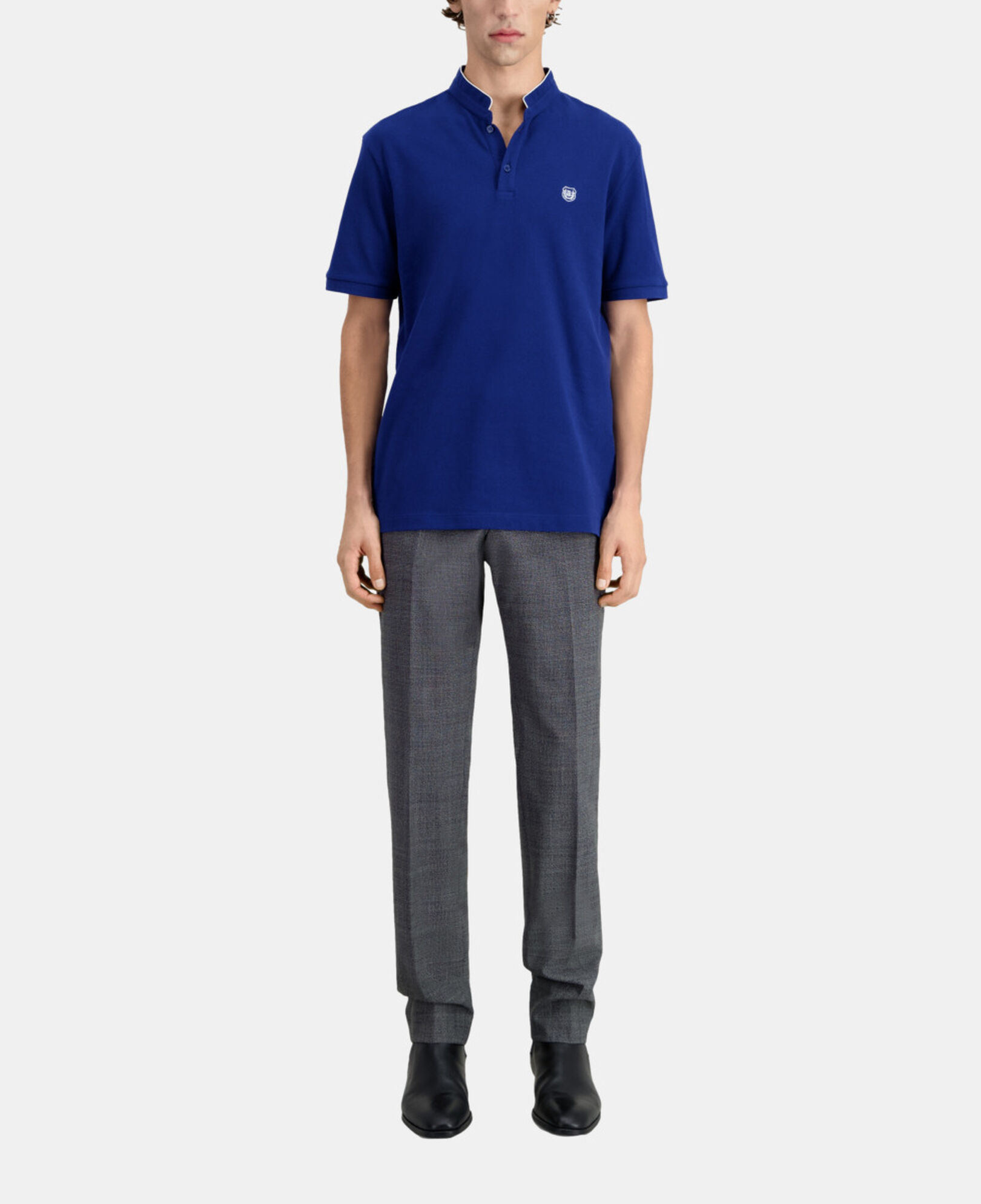 The Kooples MEN ROYAL BLUE - DARK NAVY navy blue cotton polo t-shirt