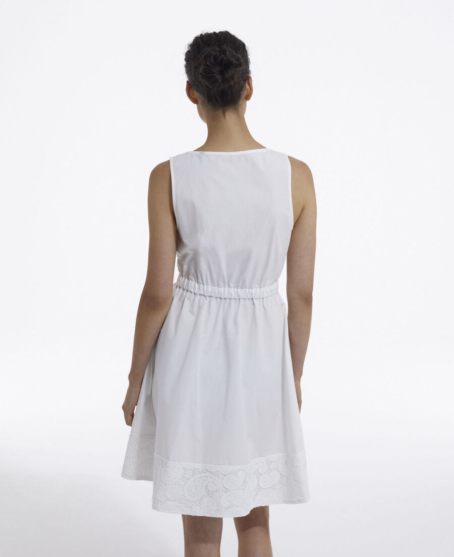 robe courte blanche sans manches poches
