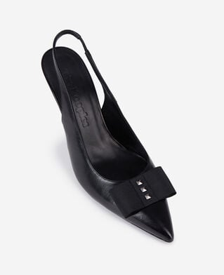 The Kooples WOMEN BLACK black leather slingback pumps