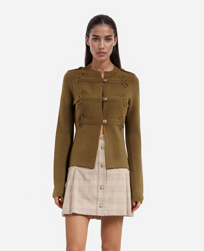 The Kooples F KAKI khaki officer-style wool cardigan