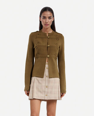 The Kooples F KAKI khaki officer-style wool cardigan