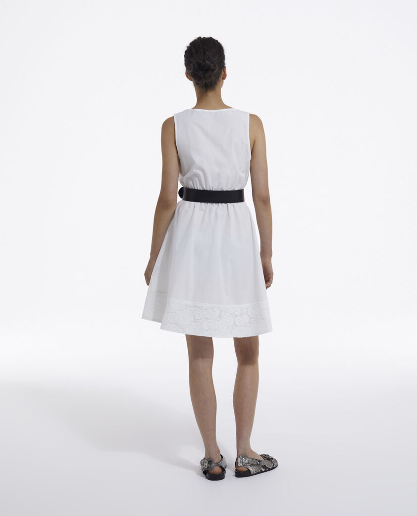 The Kooples WOMEN WHITE short sleeveless white dress with pockets