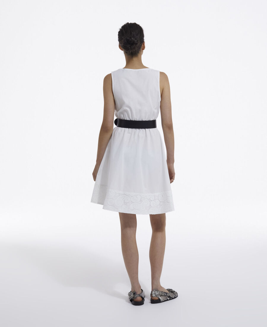 The Kooples WOMEN WHITE short sleeveless white dress with pockets