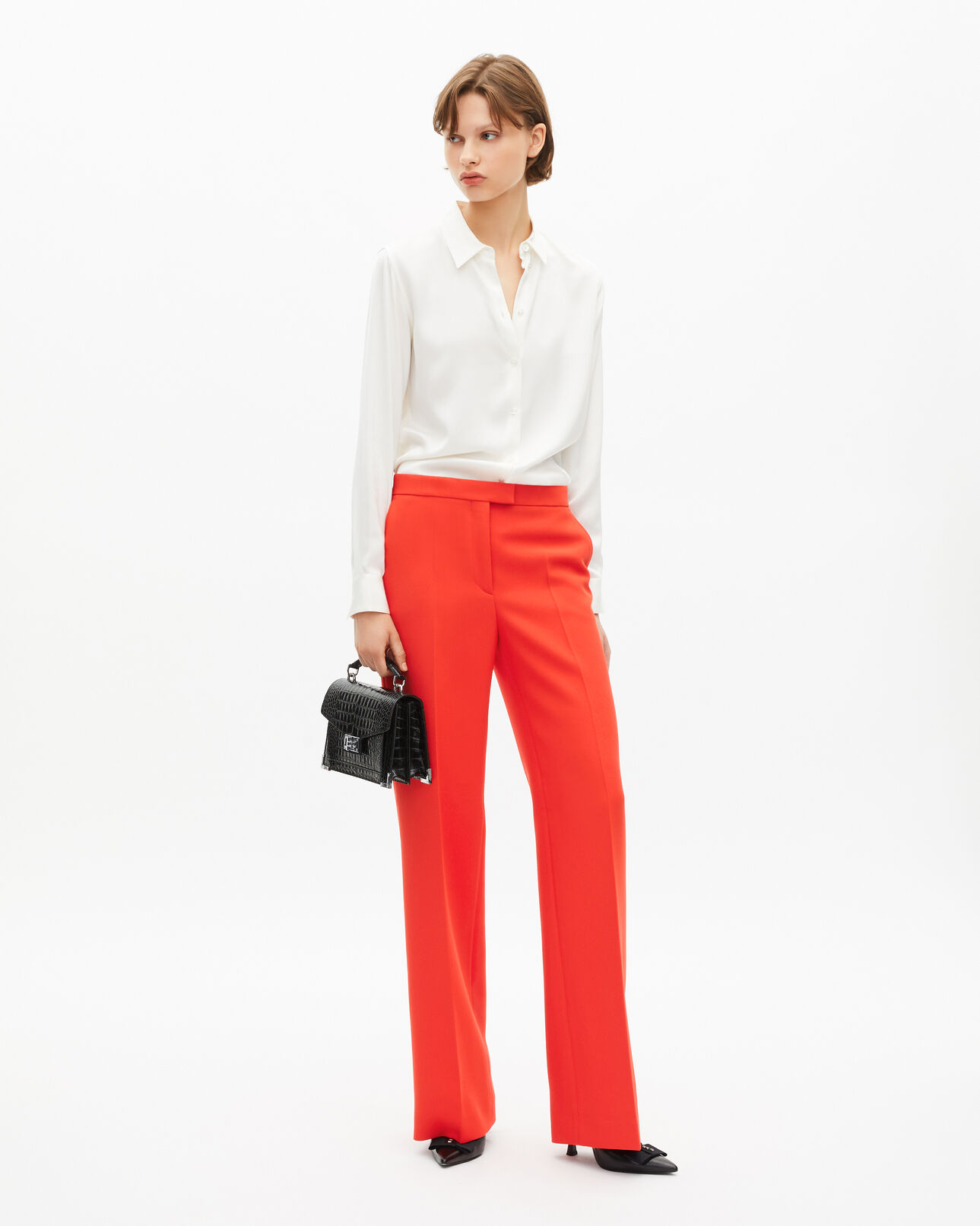 The Kooples FEMME ORANGE pantalon tailleur orange en crêpe