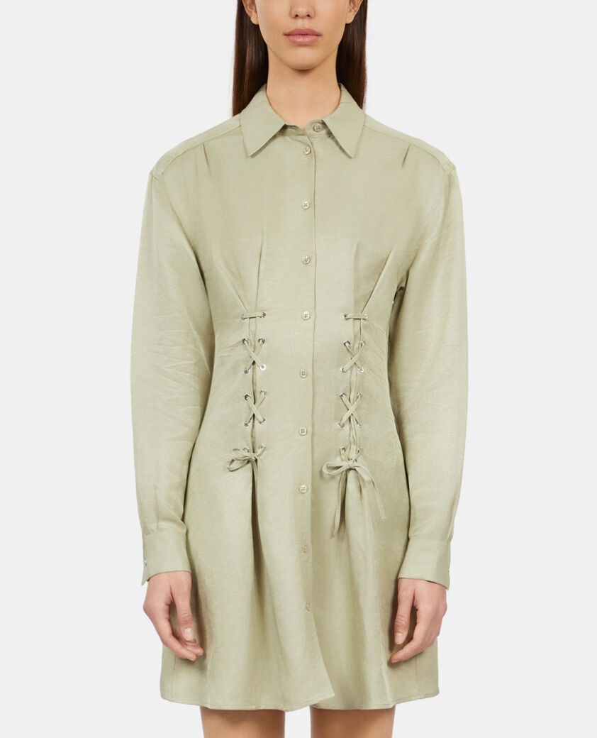 The Kooples FEMME KAKI GREY robe courte avec laçage vert clair