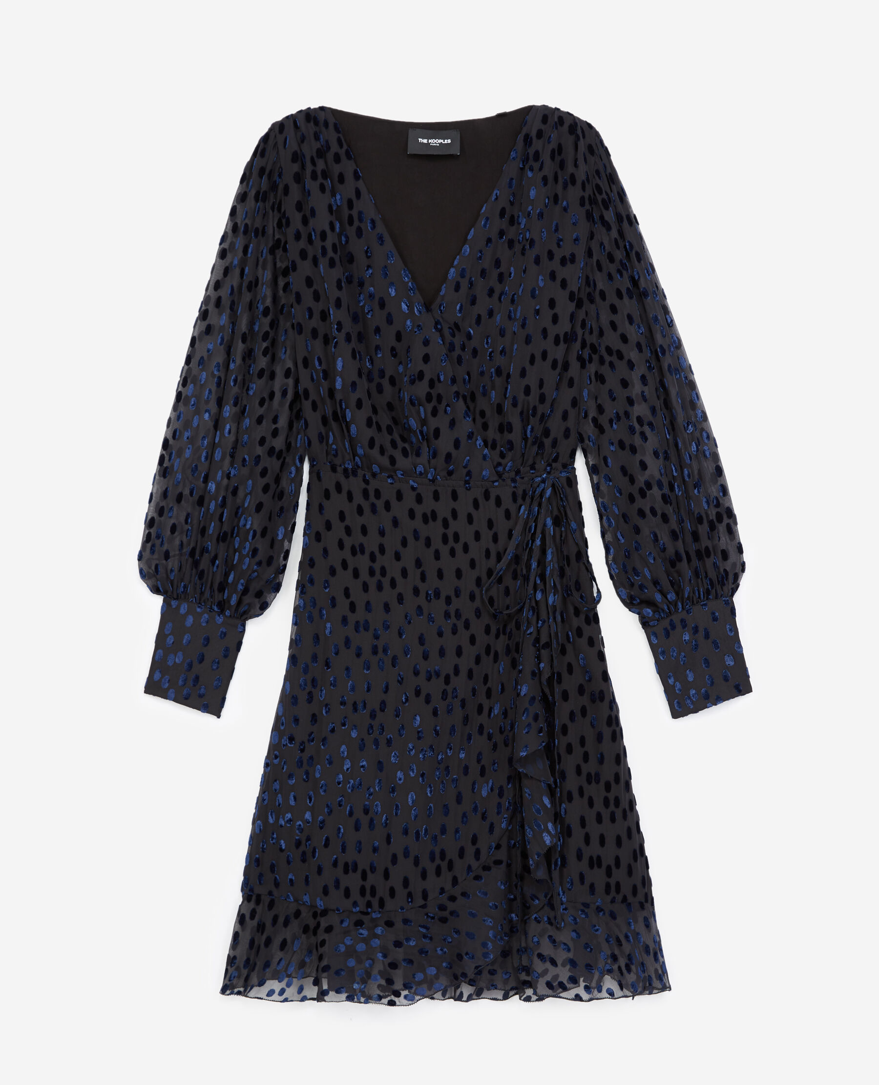 Robe portefeuille pois velours devore