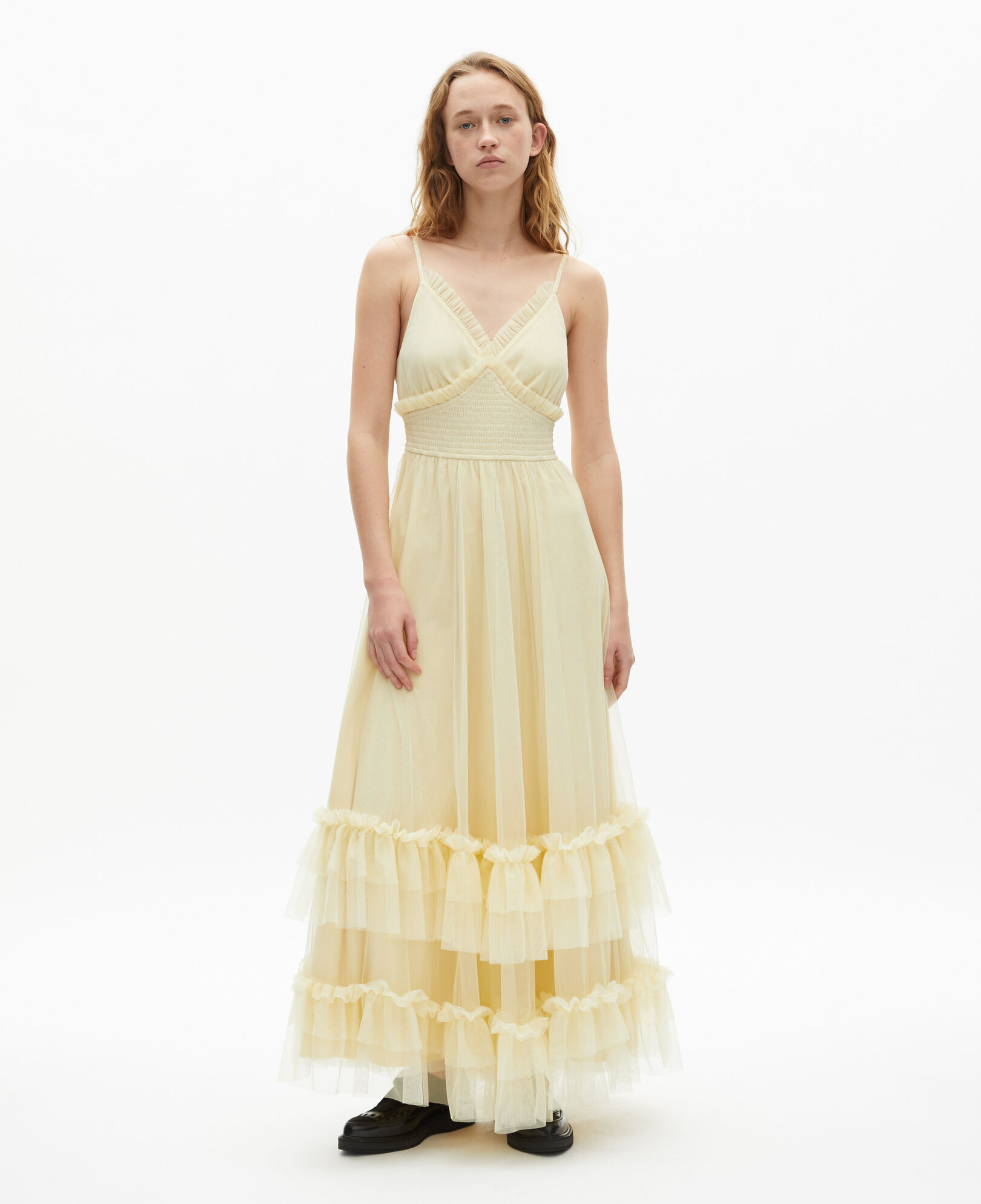 The Kooples WOMEN LIGHT YELLOW long yellow tulle dress