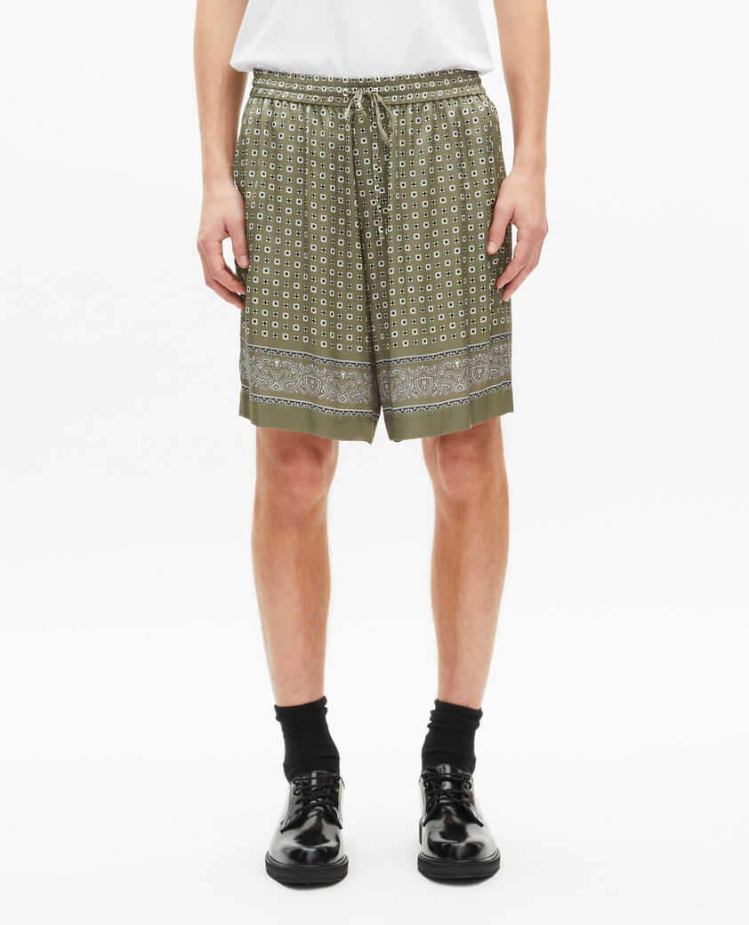 The Kooples MEN FORET khaki bandana print shorts