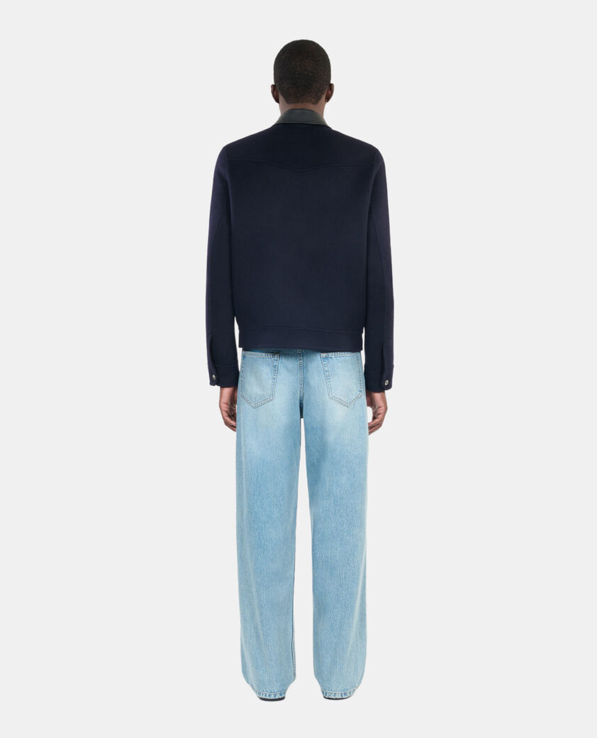 The Kooples HERREN NAVY marineblaue jacke aus doppelseitiger wolle