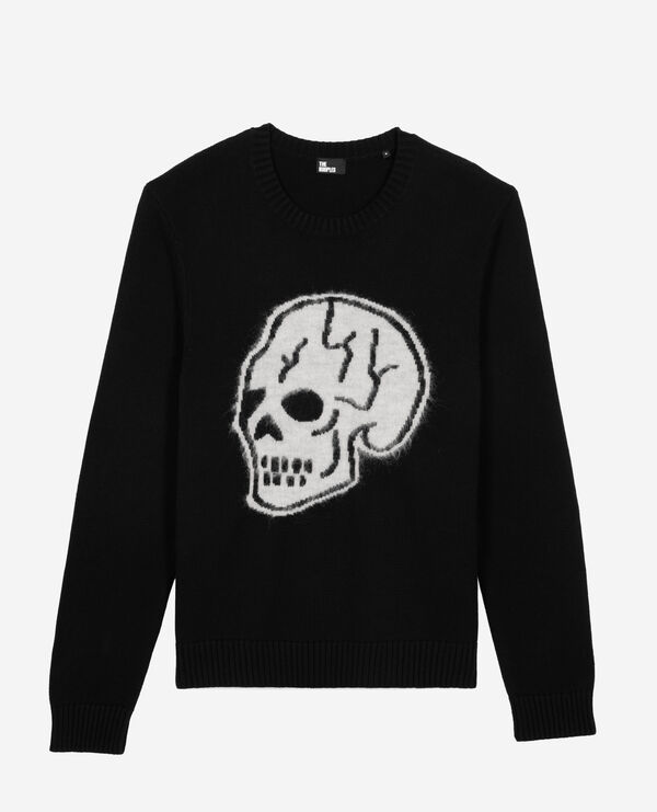 The Kooples MEN BLACK-ECRU black skull screen-printed sweater