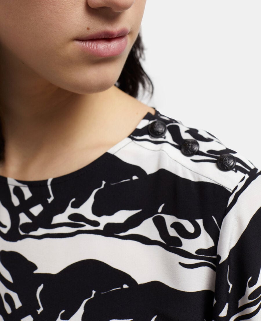 The Kooples FEMME BLACK / WHITE blouse imprimé panthère