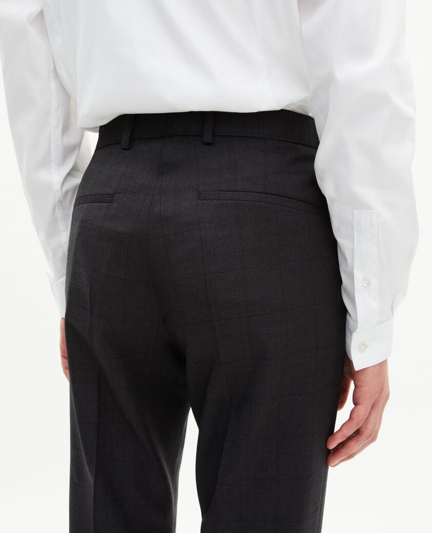 The Kooples HOMBRE BLACK pantalones de traje ajustados a cuadros de lana negra