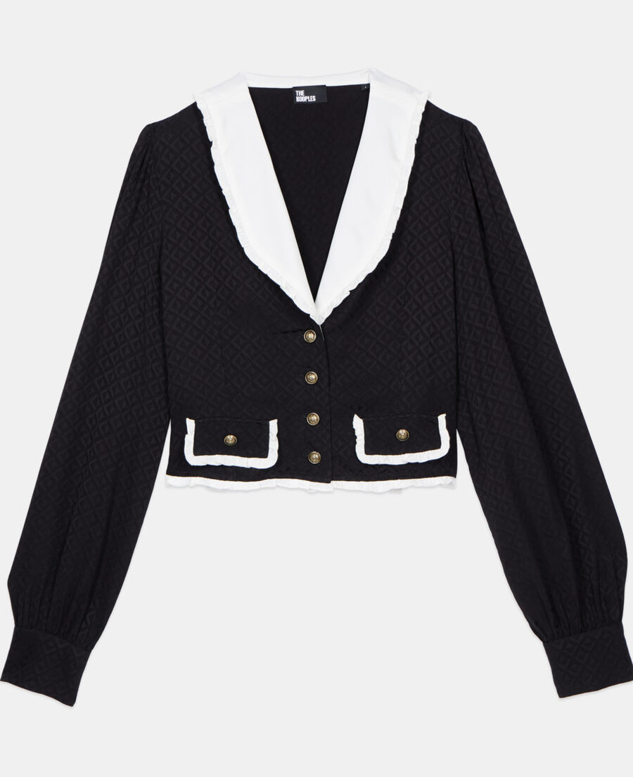 The Kooples F BLACK black ruffled top