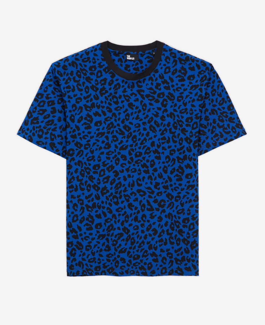 blaues t-shirt herren mit leopardenmotiv
