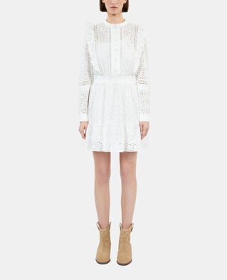 The Kooples DAMEN WHITE kurzes, wei&szlig;es kleid mit englischer stickerei