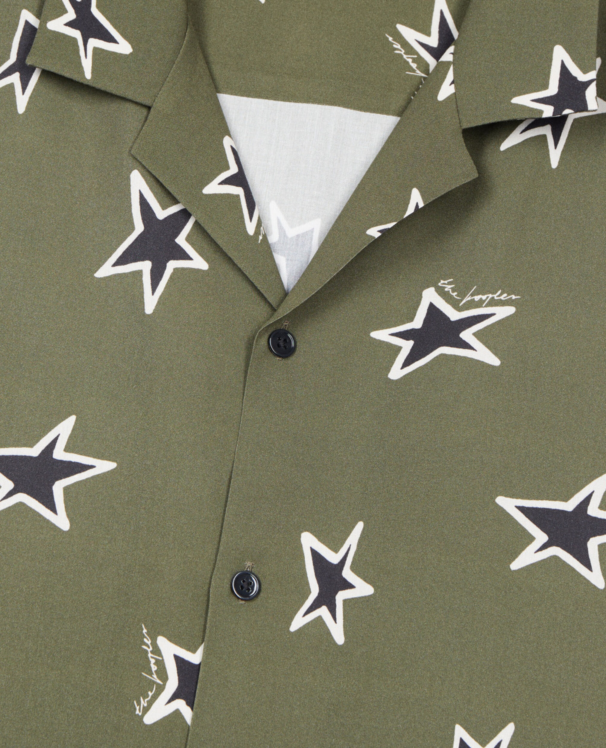 Short-sleeved star printed shirt, KAKI BLACK, hi-res image number null