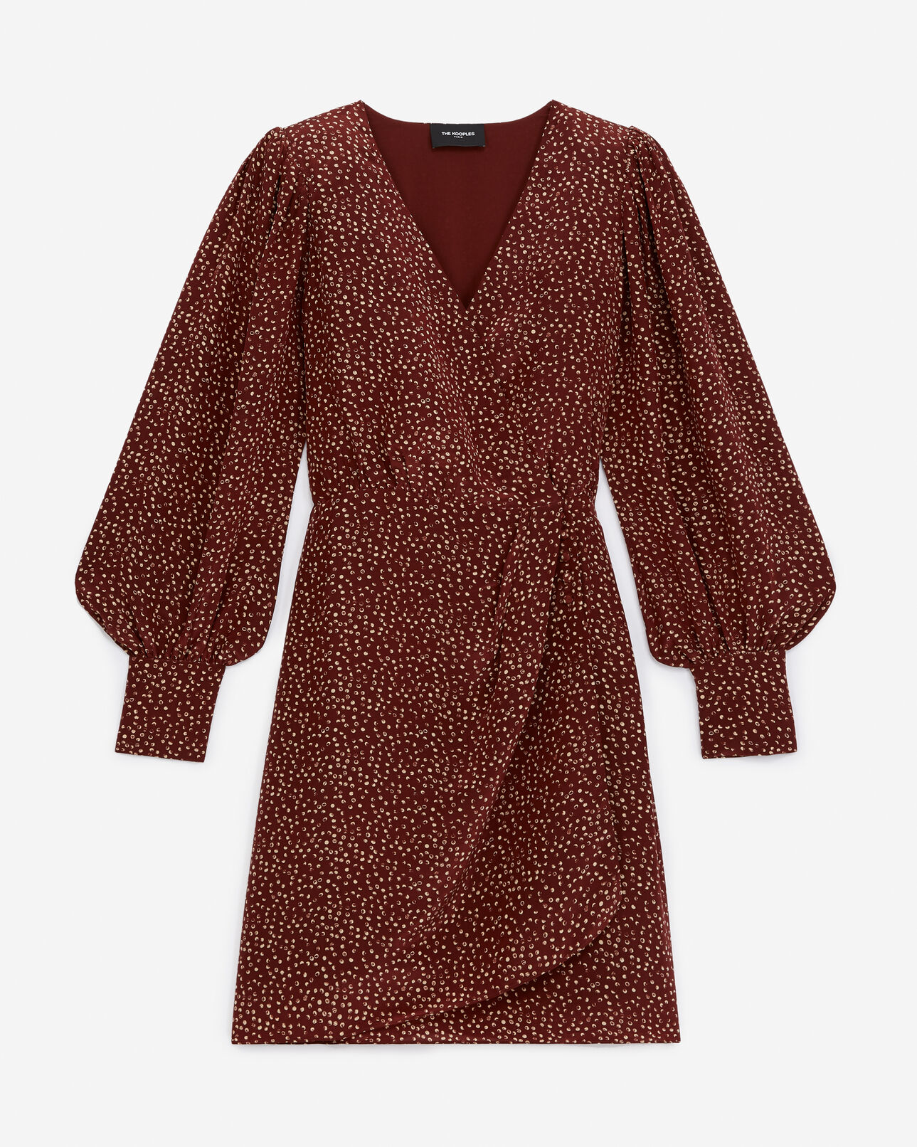 The Kooples WOMEN BURGUNDY burgundy short dress with puffed sleeves
