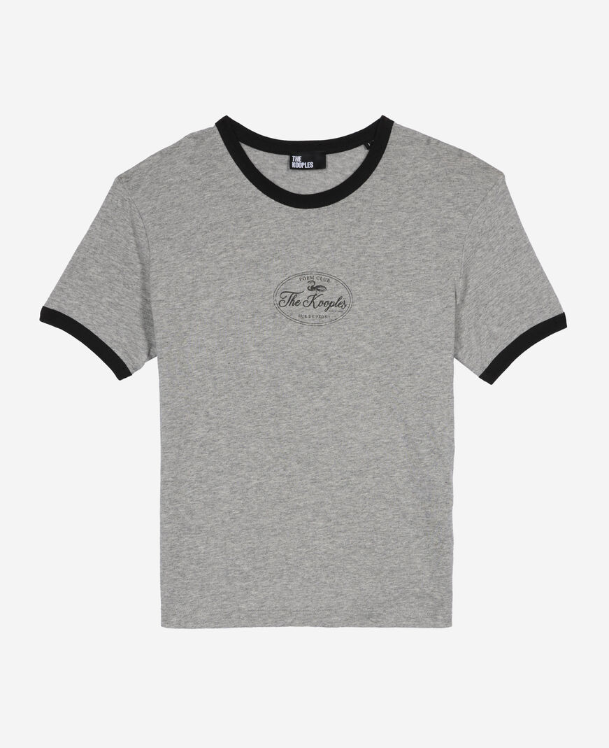The Kooples WOMEN GREY MELANGE t-shirt with gray screen printing