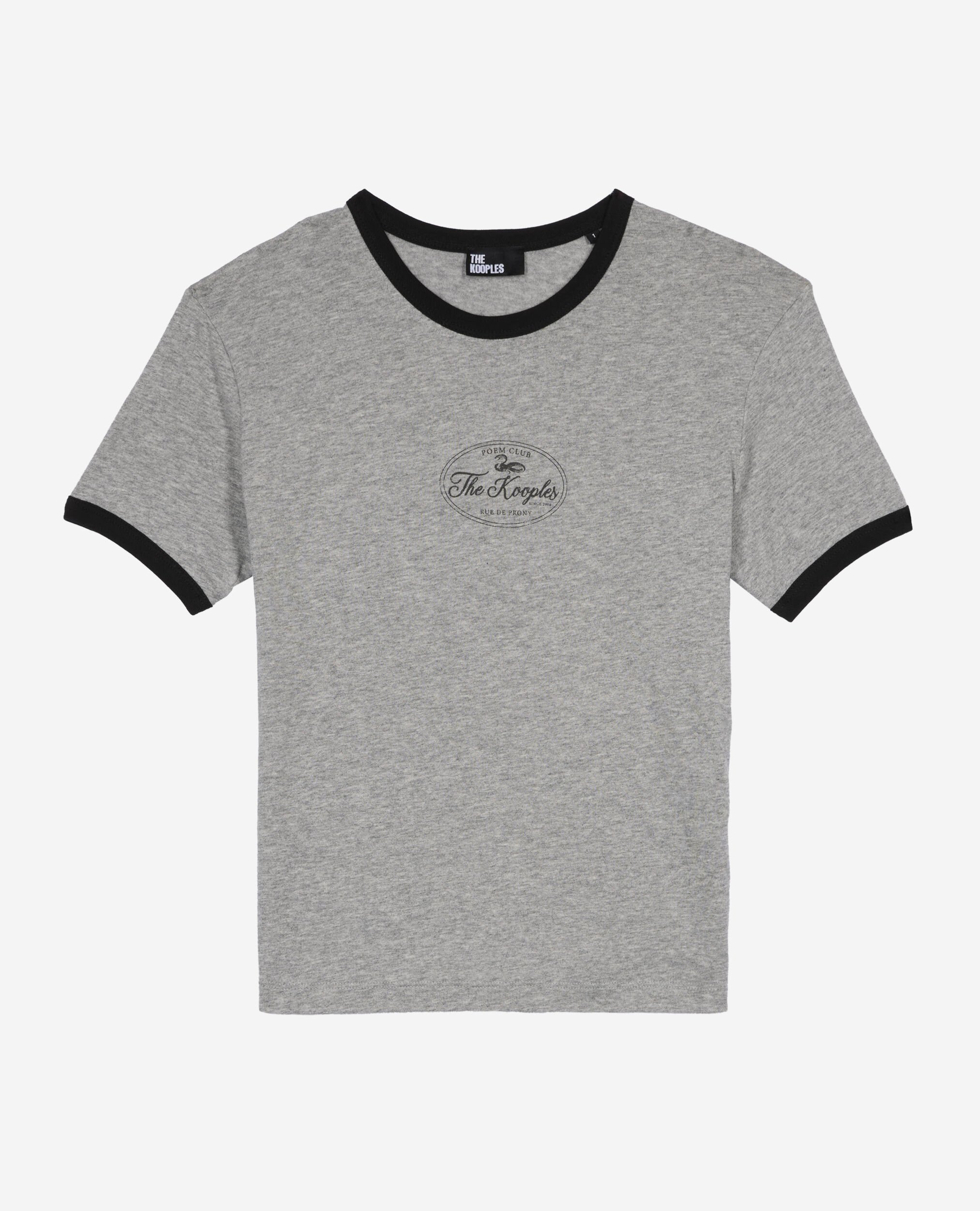 T-shirt with gray screen printing, GREY MELANGE, hi-res image number null