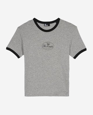 The Kooples WOMEN GREY MELANGE t-shirt with gray screen printing