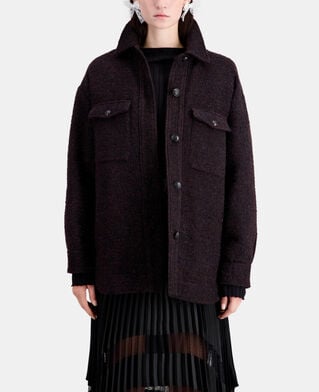 The Kooples WOMEN BURGUNDY burgundy tweed overshirt style jacket