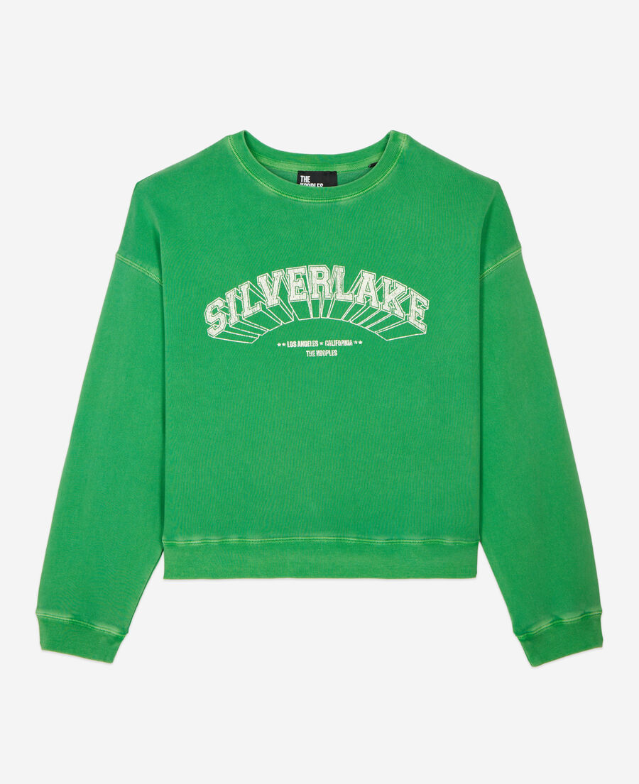 sweatshirt vert avec sérigraphie silverlake