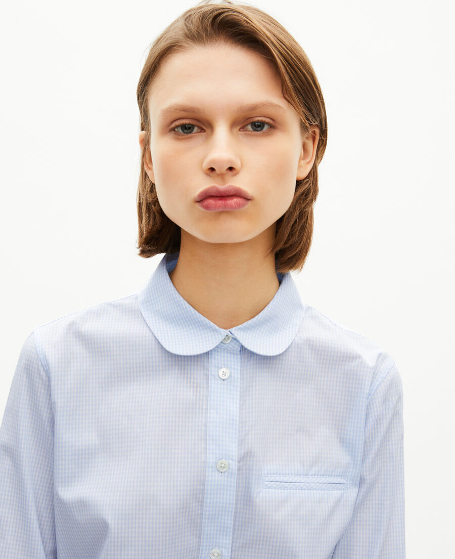 The Kooples F BLUE WHITE light blue micro check shirt