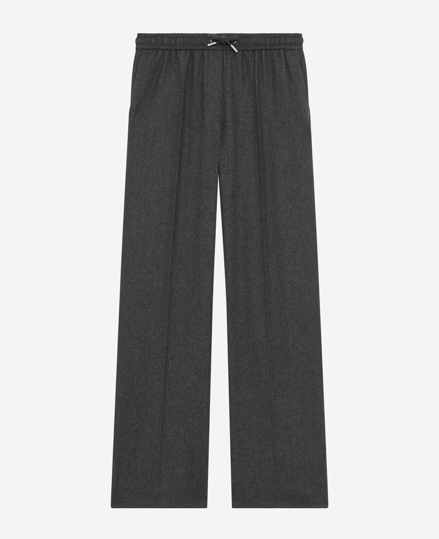The Kooples FEMME GREY pantalon large en flanelle gris fonc&eacute;