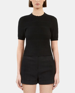 The Kooples WOMEN BLACK black openwork knit sweater