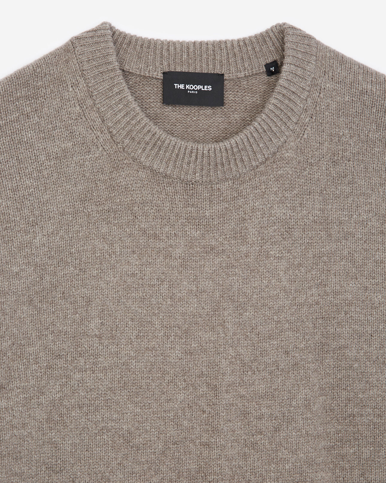 The Kooples MEN BROWN-BEIGE light brown sweater in wool with crew neck