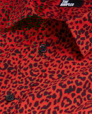 The Kooples HOMME RED / BLACK chemise col classique l&eacute;opard rouge