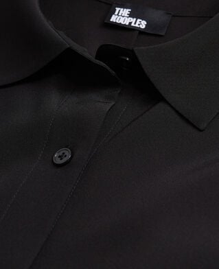 The Kooples DAMEN BLACK langes schwarzes seidenkleid