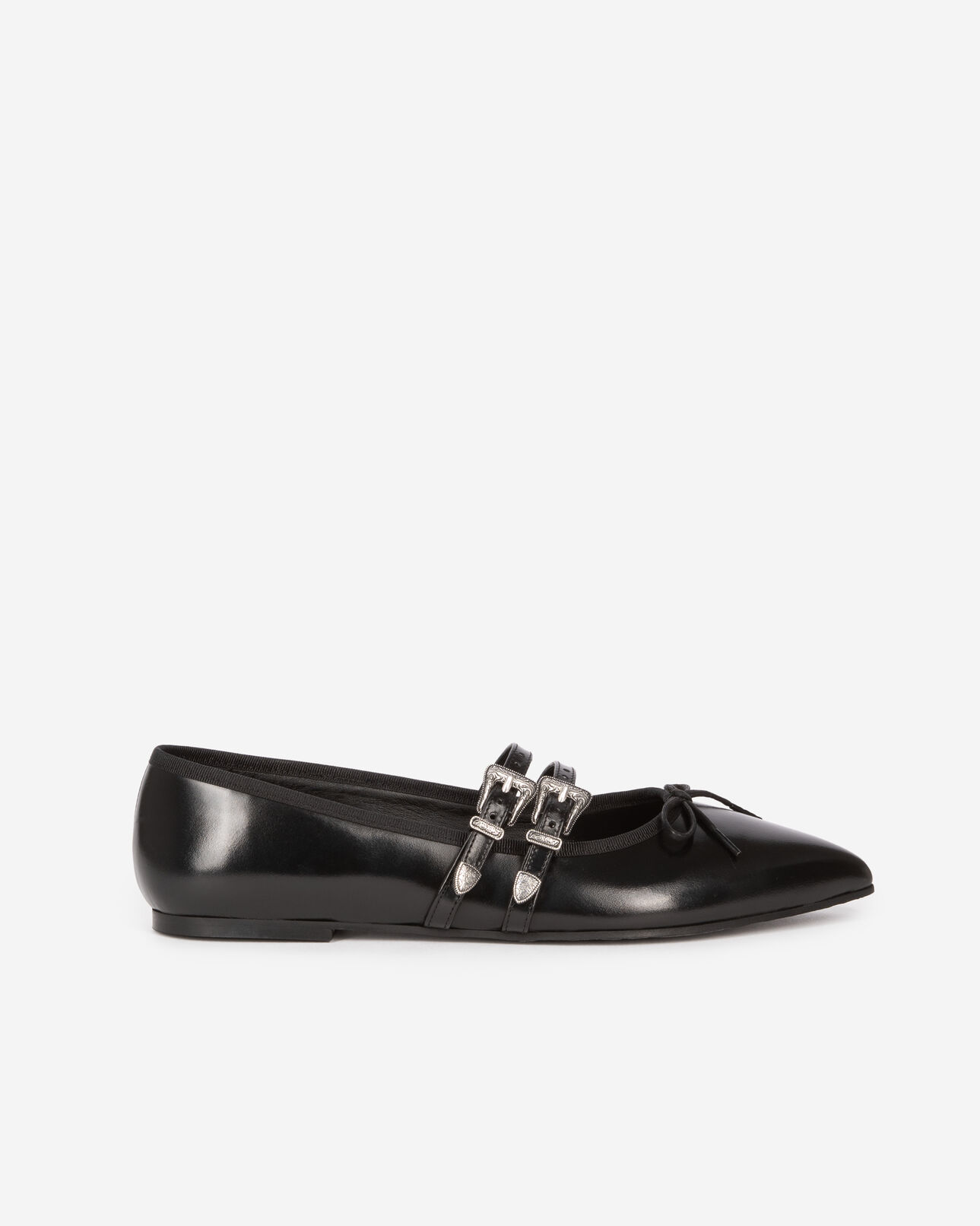 The Kooples FEMME BLACK ballerines plates en cuir noir
