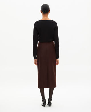 The Kooples WOMEN BROWN long brown pencil skirt