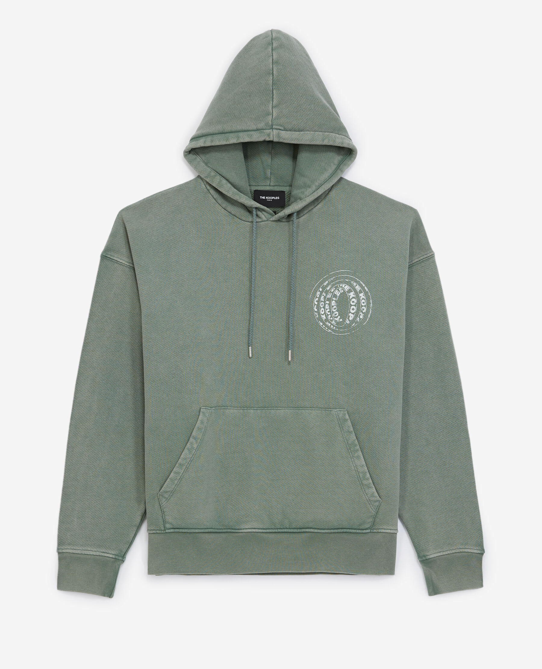 Faded green sweatshirt with hood