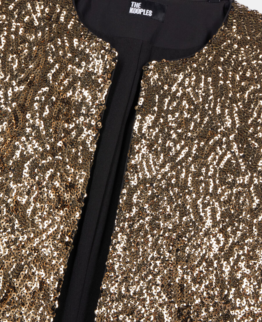 The Kooples FEMME GOLD veste courte &agrave; sequins dor&eacute;s