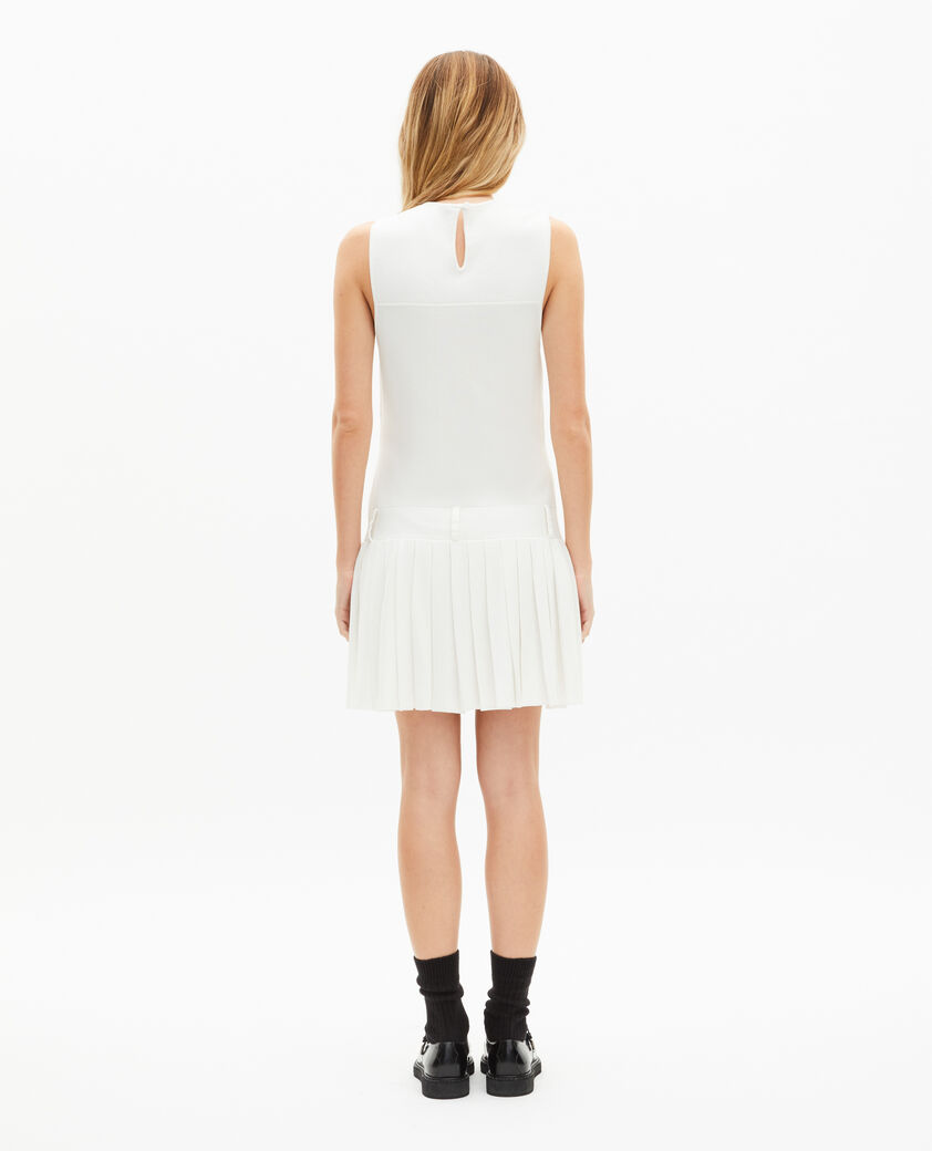 The Kooples FEMME LIGHT BEIGE robe courte en maille pliss&eacute;e &eacute;crue