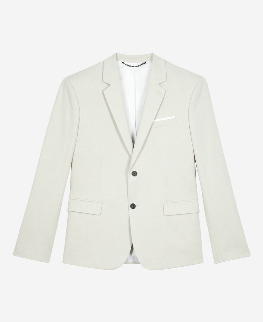 The Kooples H ECRU ecru cotton - linen suit jacket