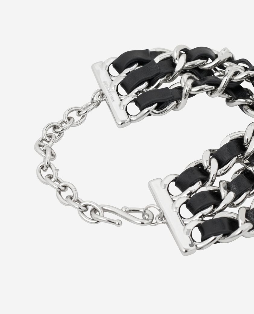 The Kooples DAMEN null armband mit leder- und silberketten