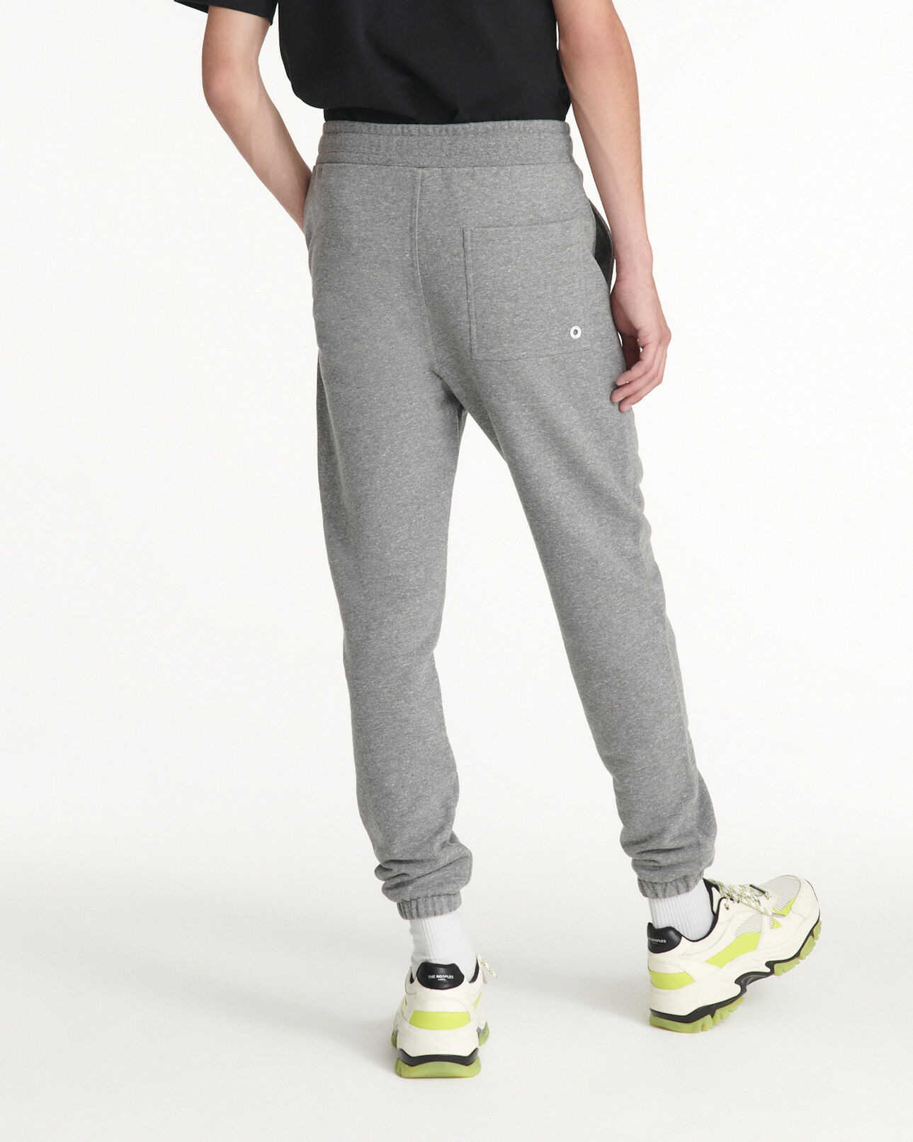 The Kooples H GREY gray joggers in thick cotton w/neon eyelet