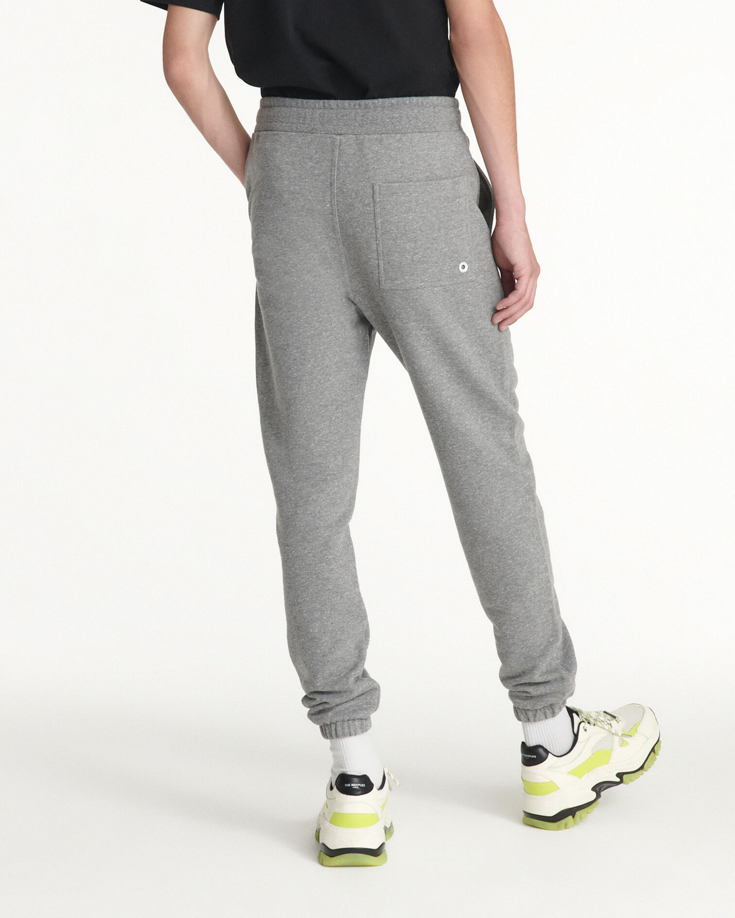 Gray joggers in thick cotton w/neon eyelet, GREY, hi-res image number null