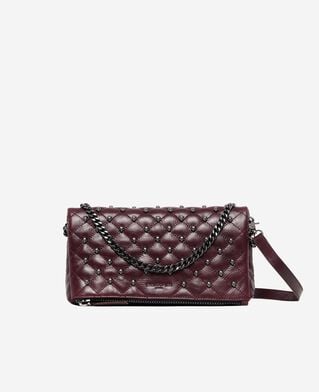 The Kooples WOMEN BURGUNDY heritage small clutch bag in burgundy leather