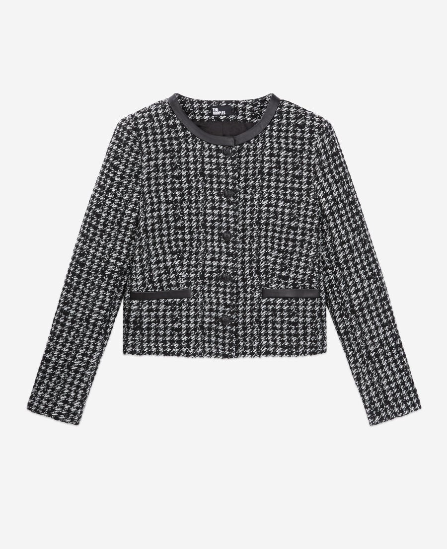The Kooples FEMME BLACK WHITE veste courte noire en tweed
