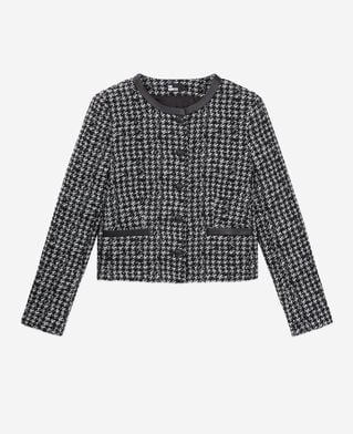 The Kooples FEMME BLACK WHITE veste courte noire en tweed