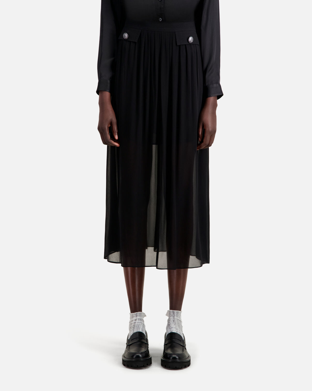 The Kooples WOMEN BLACK long black skirt with pockets